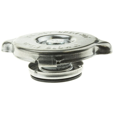 Side view of T-13 Radiator Cap Drop-In Fit For Ford F-150 75-96, Ranger 83-97, F-250 66-97, F-350 65-97, Bronco 66-96, metal cap structure