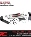 N3 Dual Steering Stabilizer For 1999-2004 Ford Super Duty 4WD bolt-on kit with brackets and hardware