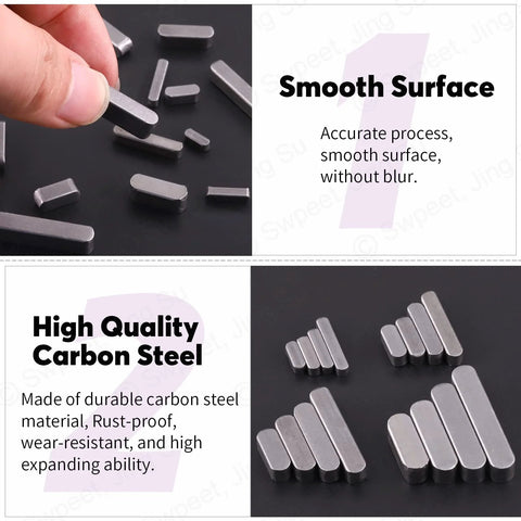 Heavy Duty Pro Grade Key Stock Set With 140 Pcs In 16 Sizes 3mm 4mm 5mm 6mm Carbon Steel Round Ended Feather Keys Shown Up Close