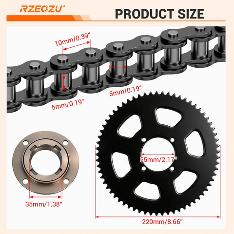35 Chain Sprocket Upgrade Kit With 65 Tooth 54mm Bore And 108 Link Drive Chain For MX650 MX500 SX500 RSF650 Electric Dirt Bike Dirt Rocket McGrath Motocross Performance Boost For Off Road Motorcycle Parts