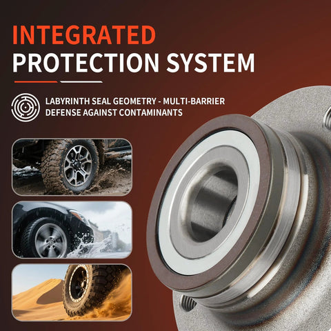 Close-up of rear wheel hub and bearing with ABS for VW models, highlighting seal geometry for protection and smooth rotation.