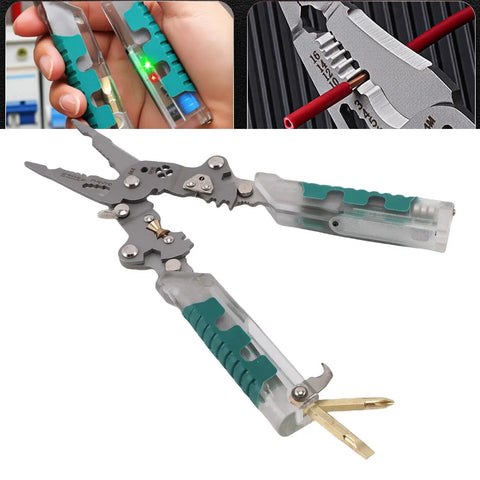 20 In One Folding Wire Stripper Pliers Multifunctional Electrical Tool With Voltage Tester And Dual Alarm for easy home use and automotive repair.