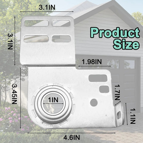 Heavy Duty Tough As Nails Bearing End Plates Brackets For Garage Doors 3 3/8 Inch 2 Inch Track Compatible, steel, size diagram
