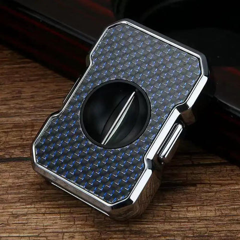 Guillotine Premium Cigar Cutter 23Mm Max Stainless Steel Sharp Double Blade For Clean Fast Cuts Blue Finish Cigar Scissors