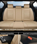 Universal Car Seat Covers Full Set With Nappa Leather Look Waterproof Seat Protector showing beige rear seats with armrest access