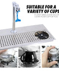 Recessed Countertop Pitcher Rinser Built From Heavy Duty 304 Stainless Steel With A High Pressure Multi Angle Spray Head And Integrated Drain Pan Fast Hookup For Home Bars Cafes Slick Cleanup Essentials with brass tap and drainage holes.