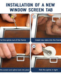 Total Win Window Screen Pull Tabs 30 Pack Universal Replacement Handles installation guide showing steps to replace screen tabs.