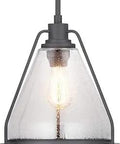 Range Collection One Light Clear Seeded Glass Coastal Pendant Light in Graphite Black Finish with Edison bulb