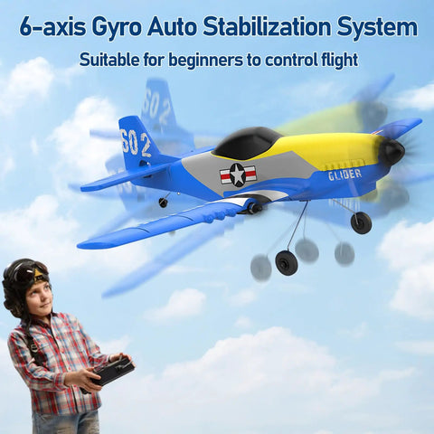 Foam RC Airplane For Beginners With 6 Axis Gyro Stabilizer And 2.4GHz Remote 3 Channel Control Dual Batteries Easy To Fly Toy Plane