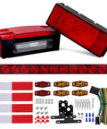 Beefy Submersible LED Trailer Tail Light Kit With 2 Rectangular Tail Lights 15.5 Inch Light Bar and 29 Foot Wiring Harness