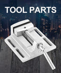 2.5 Inch Drill Press Vise Heavy Duty Metalworking Clamp With Stable Guiding Rods, silver metal mounting fixture for workshop clamping.