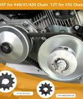 Bolt On 30 Series Torque Converter Kit For Predator 212cc Go Kart CVT Clutch Replacement With Three Quarter Inch Bore And 10T 40 41 Chain Plus 12T 35 Chain Replacement For 218353A Manco Comet TAV2 installed on engine.