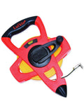 Hi Viz Orange Fiberglass Tape Measure One Half Inch By 300 Feet With Folding End Hook, Tough Lightweight Case visible