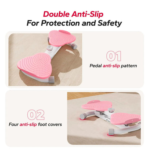 Heavy Duty Waist Twister Machine For Killer Core Workouts showing anti-slip pedals and foot covers for safety.