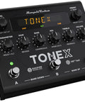 Close-up angle of the TONEX Pedal Ultra Realistic Stereo Multi-Effects For Guitar And Bass With 150 Gig-Ready AI-Powered Presets.