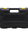 Rosvola Mini Bench Grinder Cordless With Flexible Shaft And Rechargeable Battery storage case, durable black design with handle.