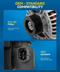 125-Amp High Output Alternator Replacement for Chevy Impala 2006-2011 3.5L and 3.9L, Monte Carlo 2006-2007 showing pulley and connection port