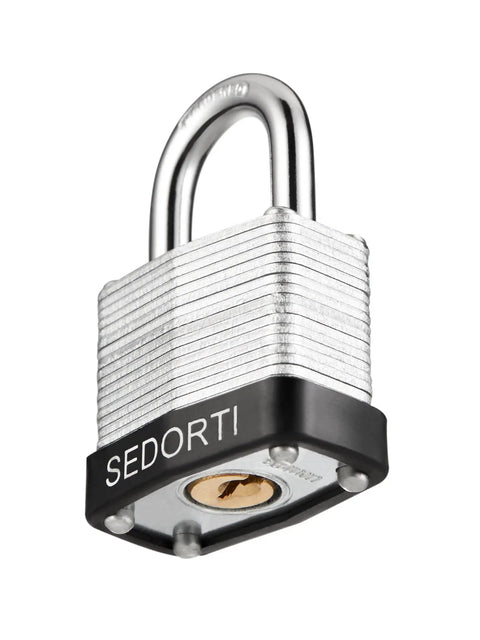 Tough As Nails Laminated Steel Padlock with 1-1/4 Inch Wide Body for Gym Lockers, Luggage, Suitcases, Toolboxes, Travel Cases