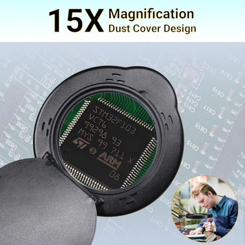 15X Magnifying Glass Desk Lamp With Clamp Real Glass Lens Dust Cover 84 LEDs 5 Color Modes 10 Brightness Levels Flexible Swing Arm Magnifier For Reading Crafting Repairs Close Work Soldering And Model Making