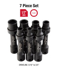 1/2-Inch Drive SAE 12-Point Driveline Socket Set 7 Piece With 360 Degree Access And Limited Clearance Universal Impact Sockets