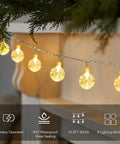 Battery Operated Globe String Lights With 50 LED Crystal Orbs 16.4 Ft Waterproof Fairy Lights With Remote on mantel