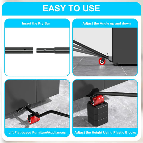 Heavy Duty Furniture Lifter And Slider Set For Moving Sofas And Appliances Up To 800 Lbs Easy Lift And Glide With Four Raise Blocks And One Lifter Tool Perfect For Refrigerators And Large Appliances