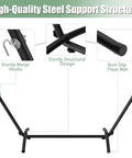 Free Standing Hammock With Stand Built For Tough Use 550 Lb Capacity Anti Flip Curved Spreader Bars Premium Cotton Portable