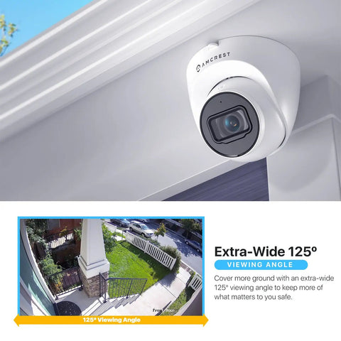 UltraHD 4K Outdoor Security Turret Cam PoE With 3840x2160 Clarity 98ft Night Vision 125 Degree Wide Field Of View installed outside