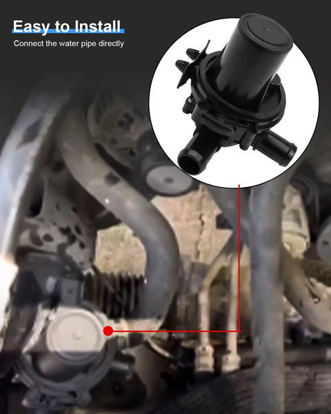Three-way heater control valve installed in Dodge Ram engine bay; inset close-up of valve with hose fittings