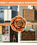 6 Pack Vintage Ceramic Cabinet Knobs Rose Flower Drawer Pulls For Furniture Kitchen Dresser Closet with Screws shown on cabinetry