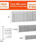 Built Like A Brick Premium 304 Stainless Steel Brad Nails 18 Gauge Rust Resistant Fasteners For Heavy Duty Carpentry And Weekend Warrior Projects Badass Durability Multi Size Pack, showing sizes 3/4", 1-1/4", 2".