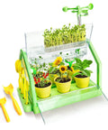 Kids Plant Growing Kit with Indoor Greenhouse and Hydroponic System, Thermometer, Wind Vane and Tools, Educational STEM Garden Set