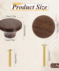 12 Pack Round Walnut Wood Drawer Handles 1.53 Inch Single Hole Cabinet Knobs With Screws, Easy Install For Dresser Cabinets