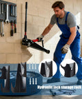 Heavy Duty Wall Mount Jack Stand Organizer For Garage And Shop Pro Grade Steel Storage Bracket Keeps Hydraulic Jacks Off The Floor