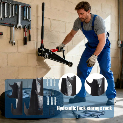 Heavy Duty Wall Mount Jack Stand Organizer For Garage And Shop Pro Grade Steel Storage Bracket Keeps Hydraulic Jacks Off The Floor