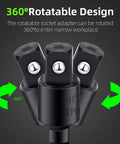 Heavy Duty Right Angle Drill Adapter With 360 Degree Rotation And Impact Grade Socket Kit For Tough Jobs. Includes Versatile 1 4 3 8 And 1 2 Inch Drive Bits Plus 105 Degree Angled Bit For Tight Spots. Long Adapter Handle Makes It Easy To Hit Nuts In Hard, 360° rotatable socket adapter for narrow workspaces