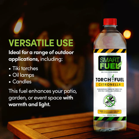 Citronella Torch Fuel With Clean Burning Biodegradable Formula And Extended Burn Time For Oil Lamps And Tiki Torches Great For Backyard Hangouts And Patio Parties 1 Gallon Pack Of 1 bottle displayed on a table