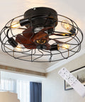 Dope 21 Inch Low Profile Farmhouse Ceiling Fan With Lights Remote Control in living room setting
