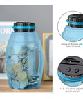 Blue Ultra Large Digital Coin Bank With LCD Counter for All US Coins, 2.8L Capacity Money Jar, ABS plastic, on desk