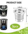 Image showing 3 Pack 304 Stainless Steel Reusable K Cups For Select 8 Ounce Coffee Makers PB051 PB041 CFP101 Reusable Filter Pods.