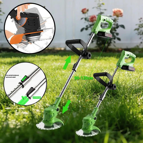 Cordless Electric Weed Wacker No Cord Hassle With Dual 21V Batteries And Charger 3 In 1 Grass Cutter In Garden Setting