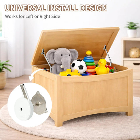 Two Pack Soft Close Hinges For Toy Boxes And Chests With Adjustable Tension And Multi Angle Lid Support No Slam Zinc Alloy Hinges installed