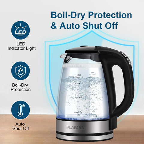 Electric Kettle With Temperature Control, 6 Presets For Tea, Coffee And Herbal, Fast Boil 1.7L, BPA Free, LED indicators