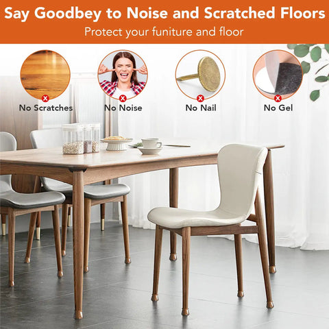24 Pack Elastic Chair Leg Floor Protectors For Hardwood Floors, Scratch Guard And Glide Smoothly in dining room setup