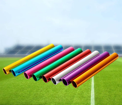 Aluminum Relay Batons For Track And Field, 29 Cm Long, 3.8 Cm Diameter, 50 G Each, Smooth Edges For Safe Grip, Corrosion Resistant High Strength Surface, Official Size Meets National Athletics Federation Standards, 4 Pack in assorted colors