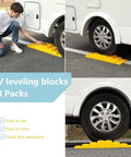 Ten Pack RV Camper Leveling Blocks With Interlocking Design Non Slip Pads Durable Carrying Bag And Levelers For Travel Trailer Use On Gravel Grass And Uneven Surfaces Yellow.