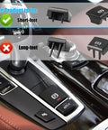 BMW Parking Brake Button Replacement Cover Kit For 2015-2019 5 Series F10 F07, console view with P button cover fitted.