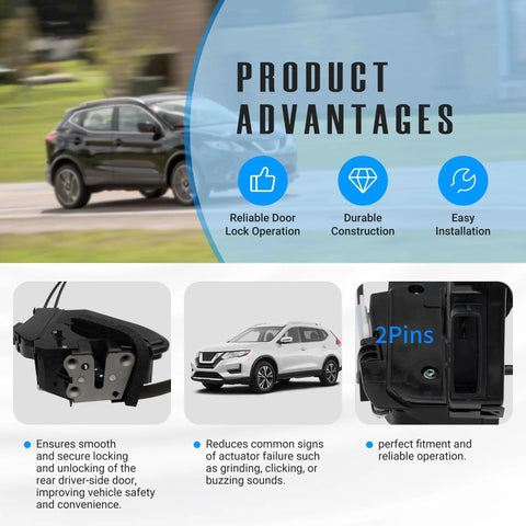 Rear Right Passenger Side Door Lock Actuator Replacement For Nissan Rogue 2014 Through 2020 with durable construction and easy installation.