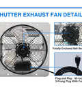 14 Inch Automatic Shutter Exhaust Fan With Power Cord 1950 CFM Aluminum Wall Mount Attic Ventilation fan details