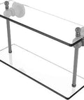 Astor Place Collection 16 Inch Two Tier Glass Shelf Matte Gray Finish With Three Eighth Inch Tempered Glass And Solid Brass Construction